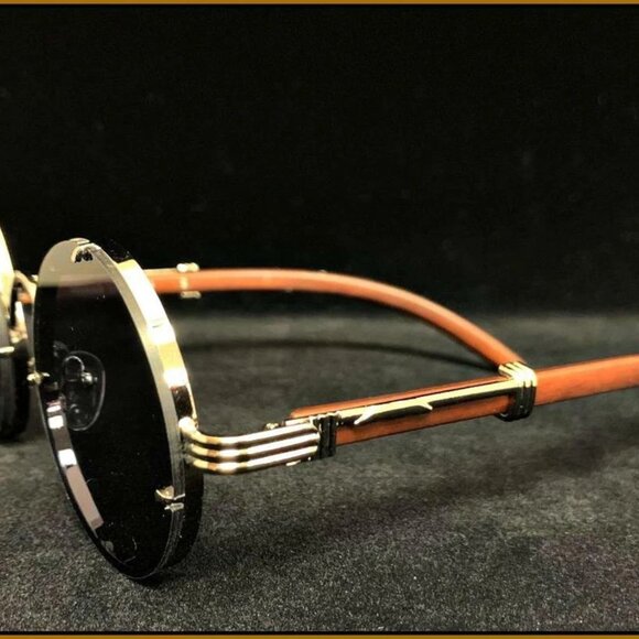 Men's Classic Vintage Retro Style SUN GLASSES Classy Round Gold Fashion Frame - Picture 2 of 4